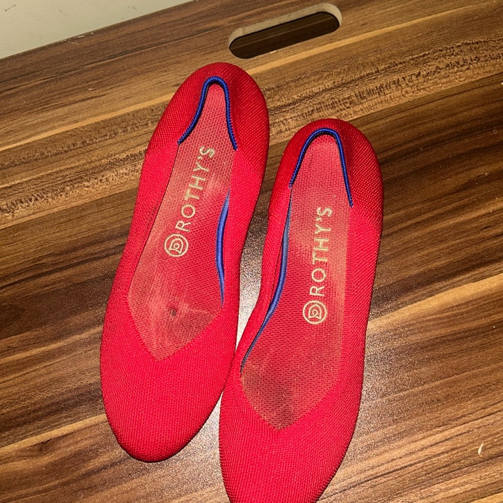 Rothy's The Flat Cherry Scooter Red Retired Flats Sz W10 Round Toe Rubber